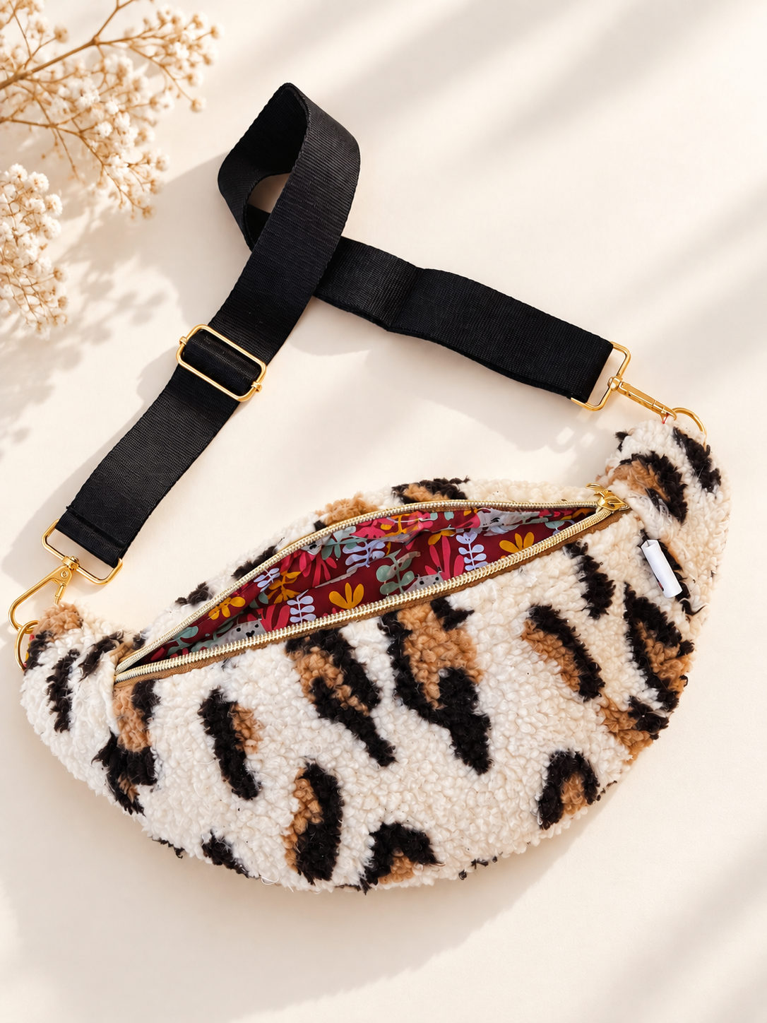 Sac banane sherpa moumoute léopard