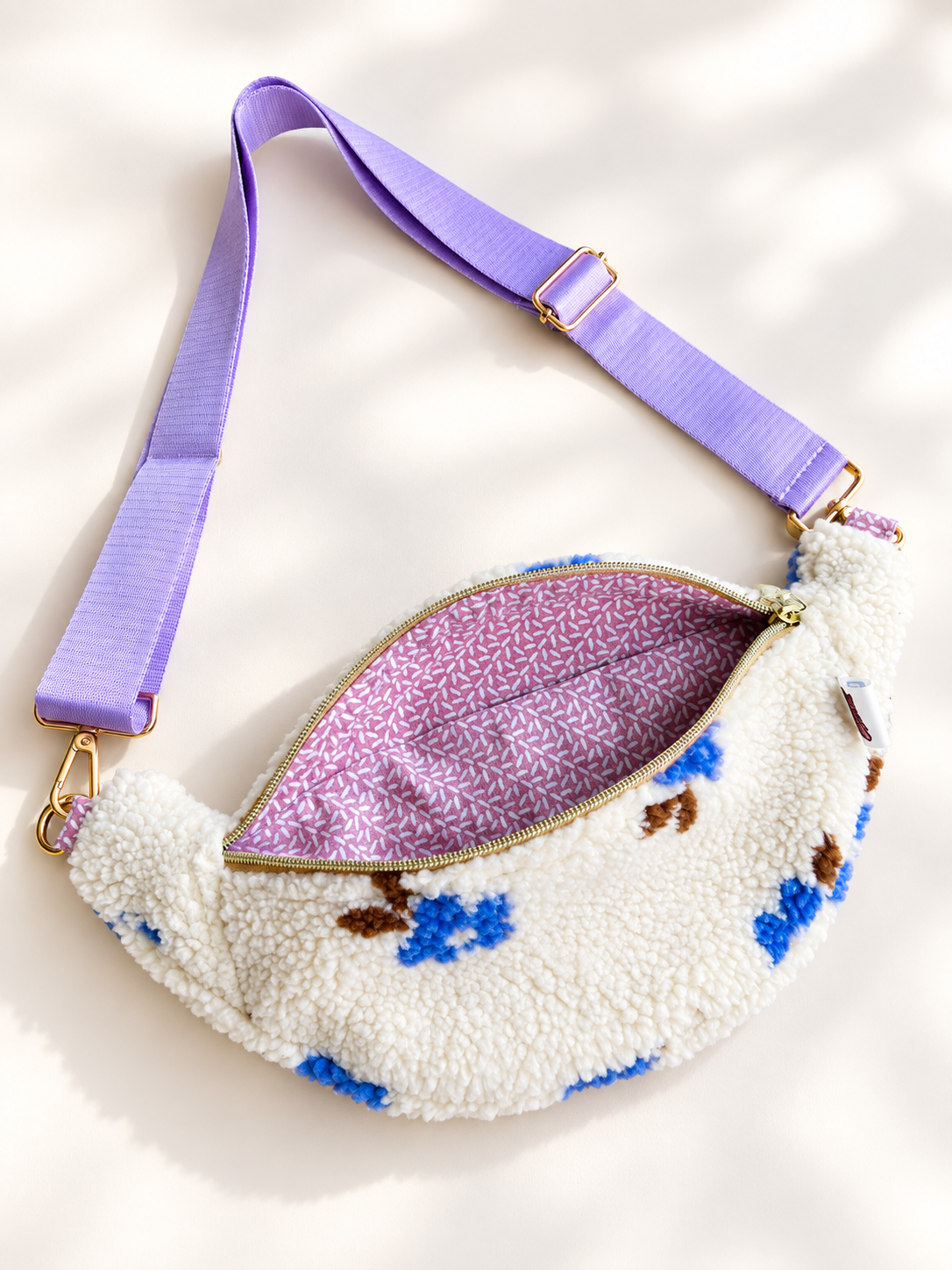 Sac banane sherpa fleurs
