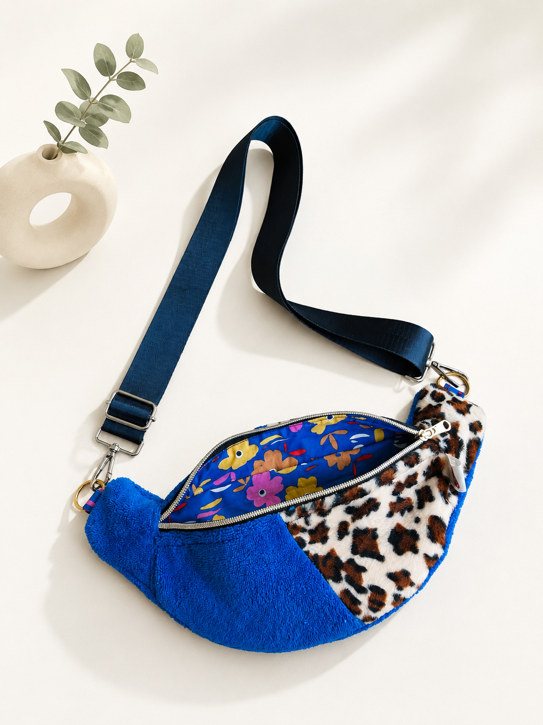 Sac banane éponge léopard blue