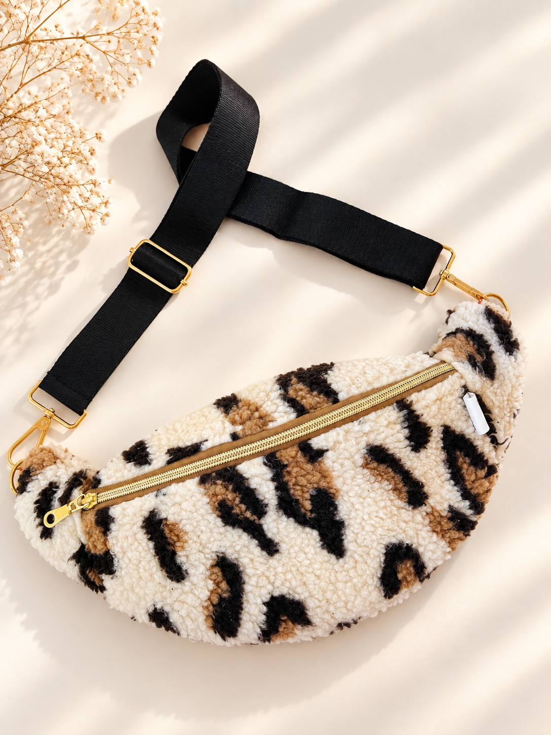 Sac banane sherpa moumoute léopard