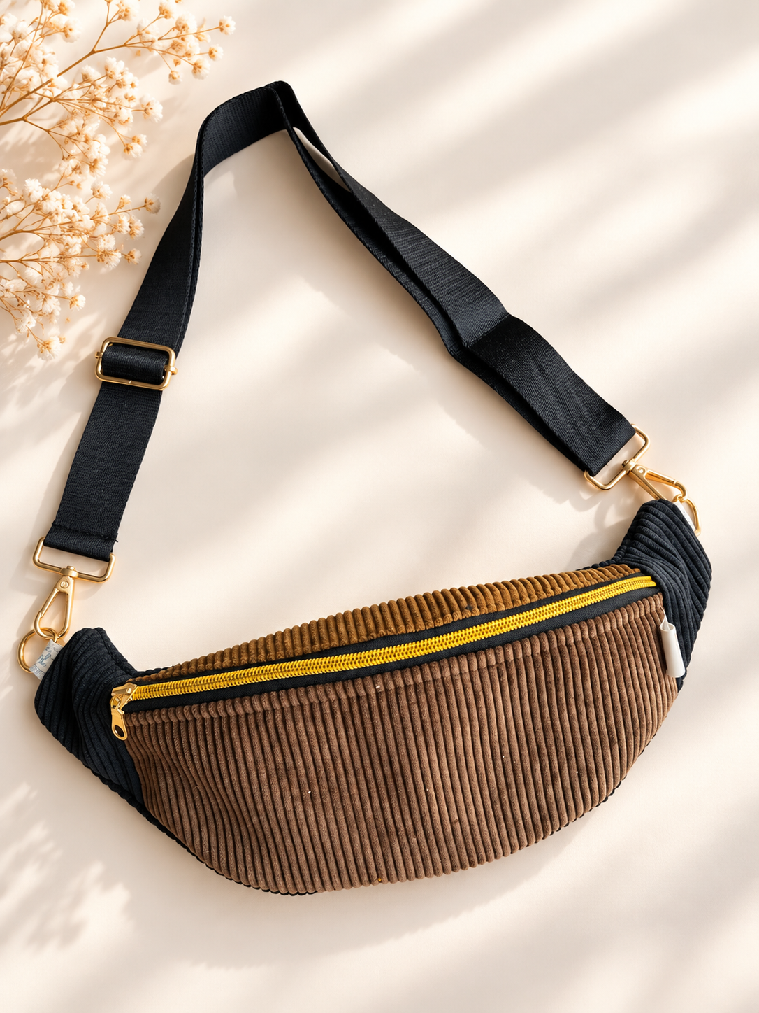 Sac banane velours côtelé chocolat 🍂
