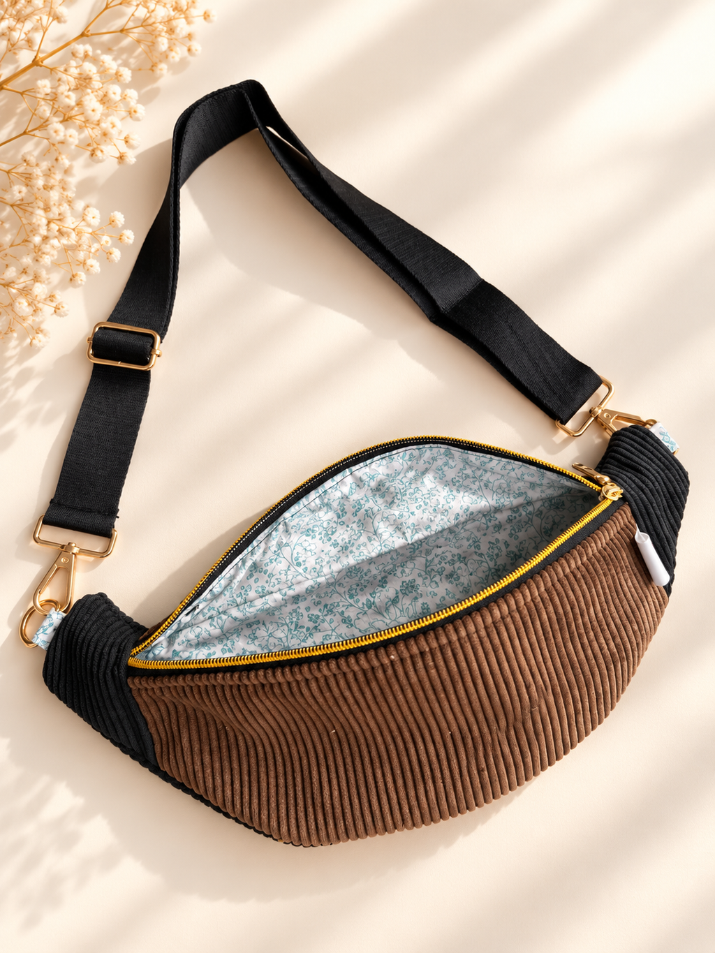 Sac banane velours côtelé chocolat 🍂